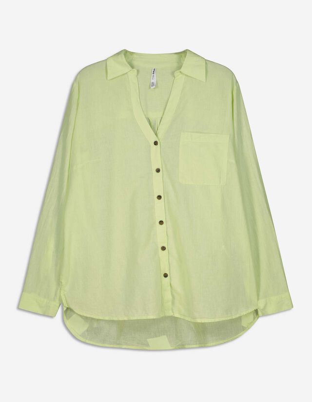 Camicia blusata - Maniche con risvolti fissi - verde chiaro