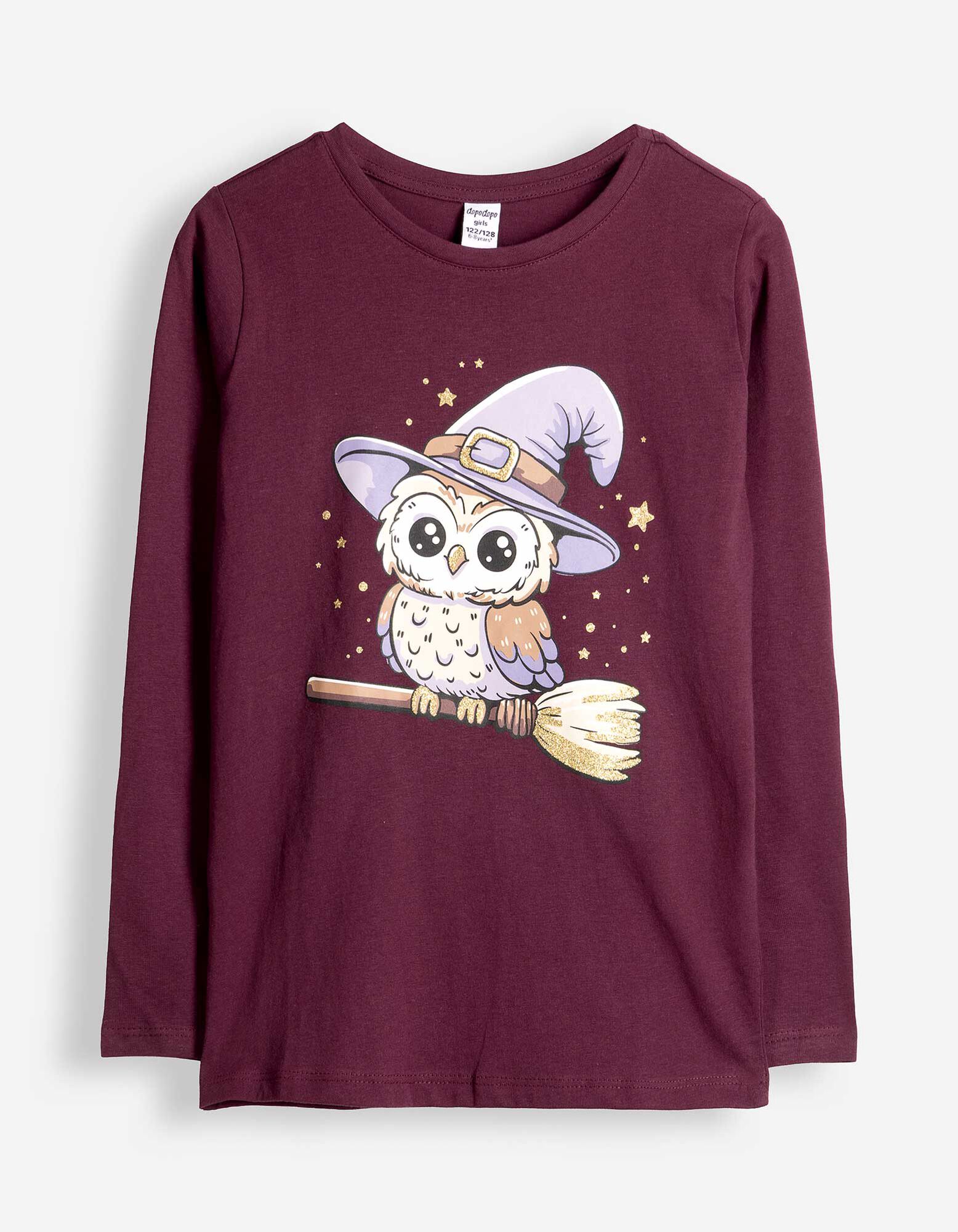 Langarmshirt - Print - Dunkelrot