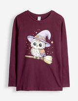 Langarmshirt - Print - Dunkelrot