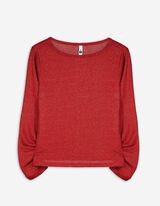 Langarmshirt - Lurex - rot