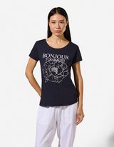 T-Shirt - Glitzerprint - Dunkelblau