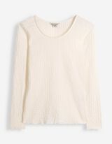 Langarmshirt - Crinkle-Optik - Off-White