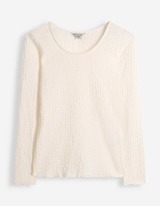 Langarmshirt - Crinkle-Optik - Off-White