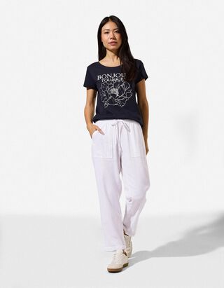 Broek - Linnenmix - wit