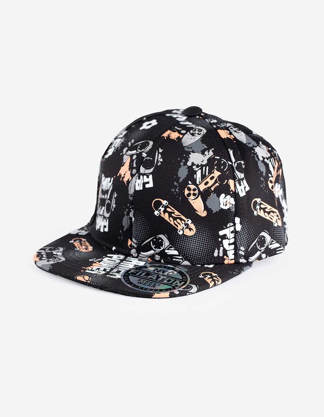 Basecap - Allover-Print - schwarz