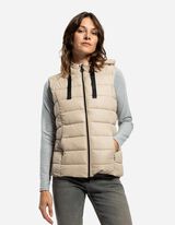 Prešívaná vesta - Kapucňa s tunelovým sťahovaním - bezova