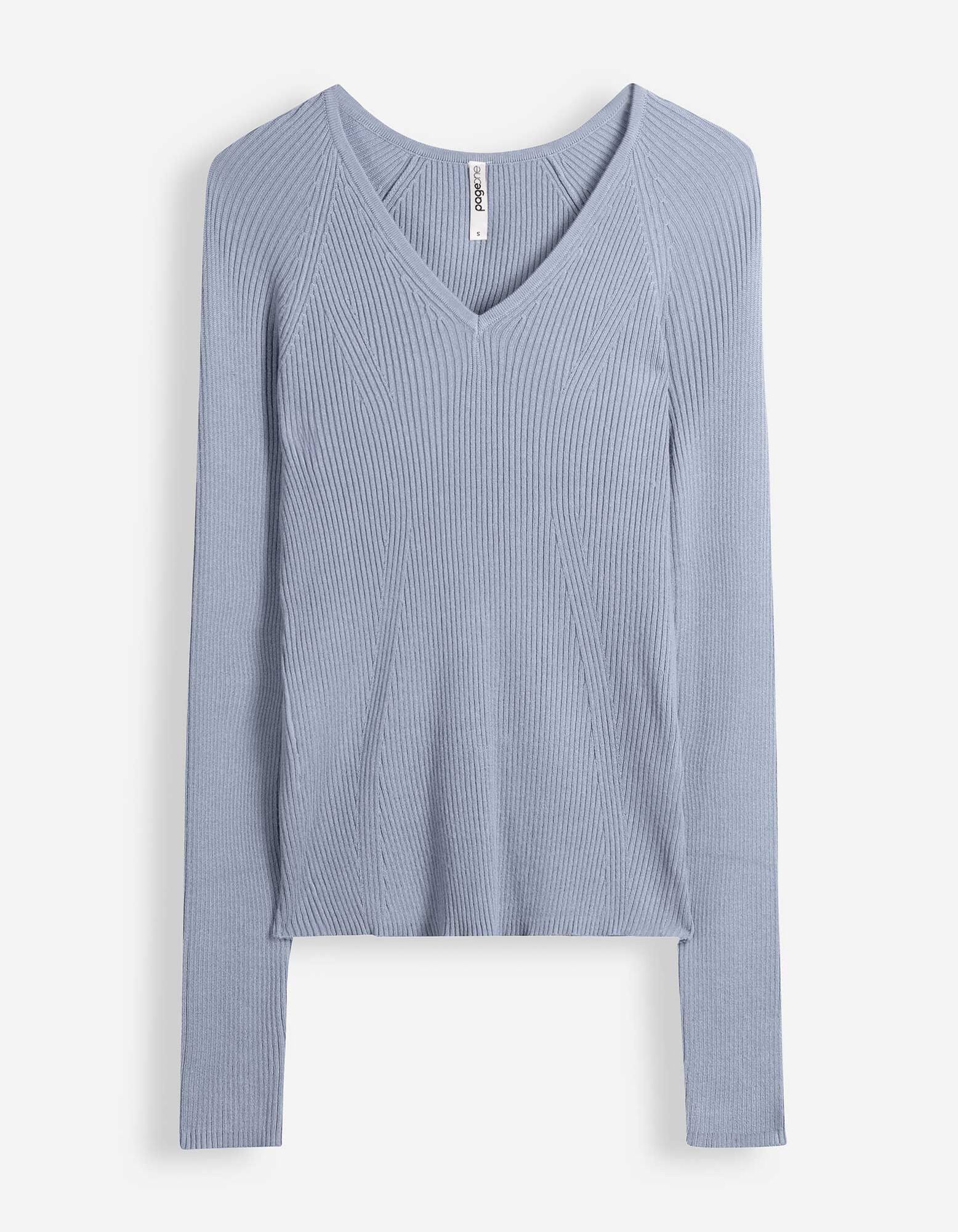 Pullover - Rippenstruktur - blau