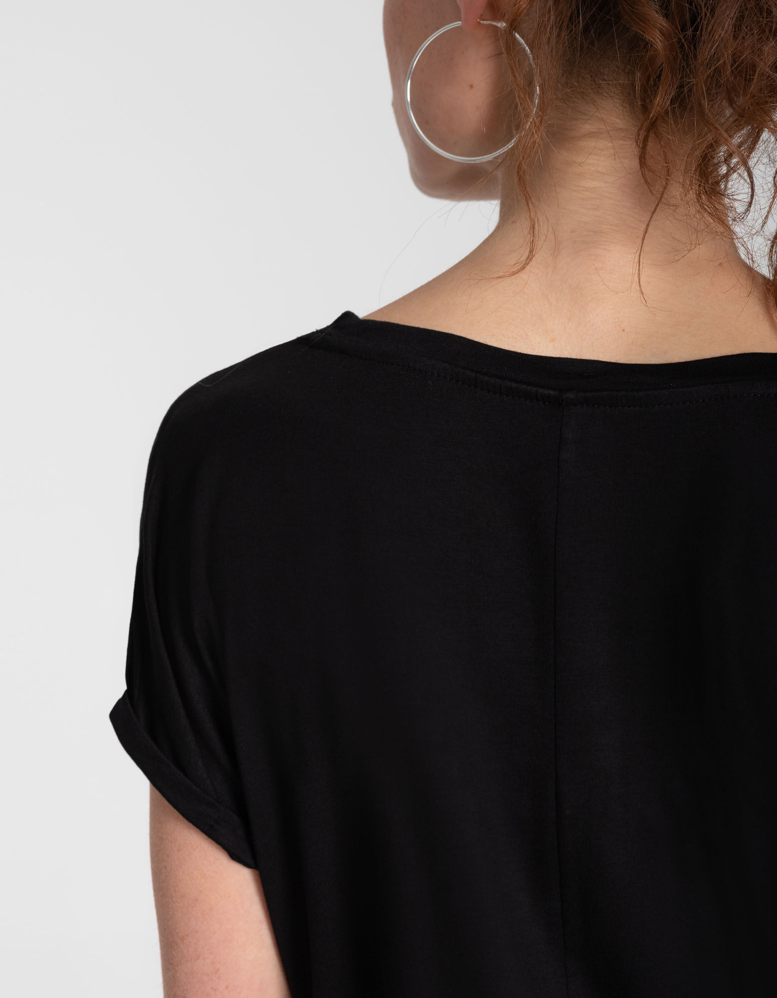 T-shirt - Viscose m&eacute;lang&eacute;e - Noir