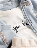 Set aus Top und Hose - Print - hellblau