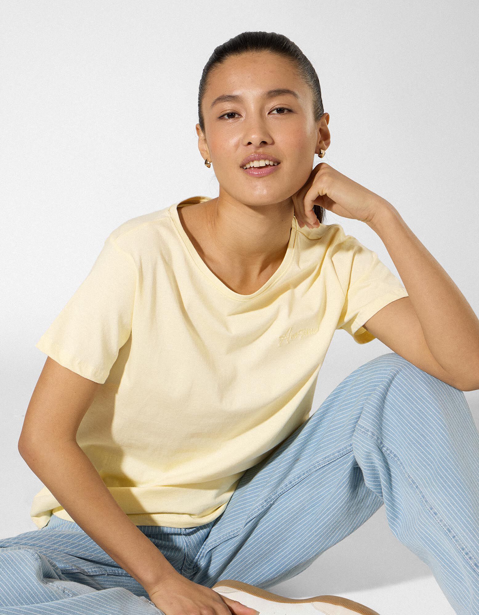 T-shirt - Borduursels - geel