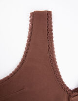 Cropped Top - Spitzenbesatz - hellbraun