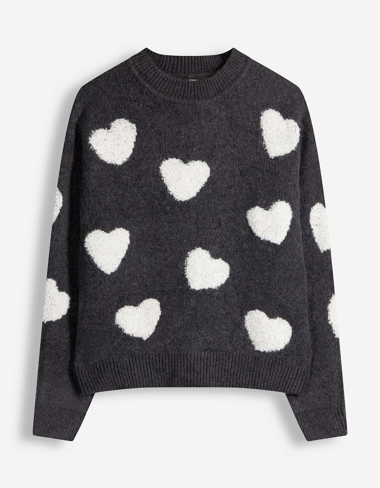 Pullover - Herzen - Dunkelgrau