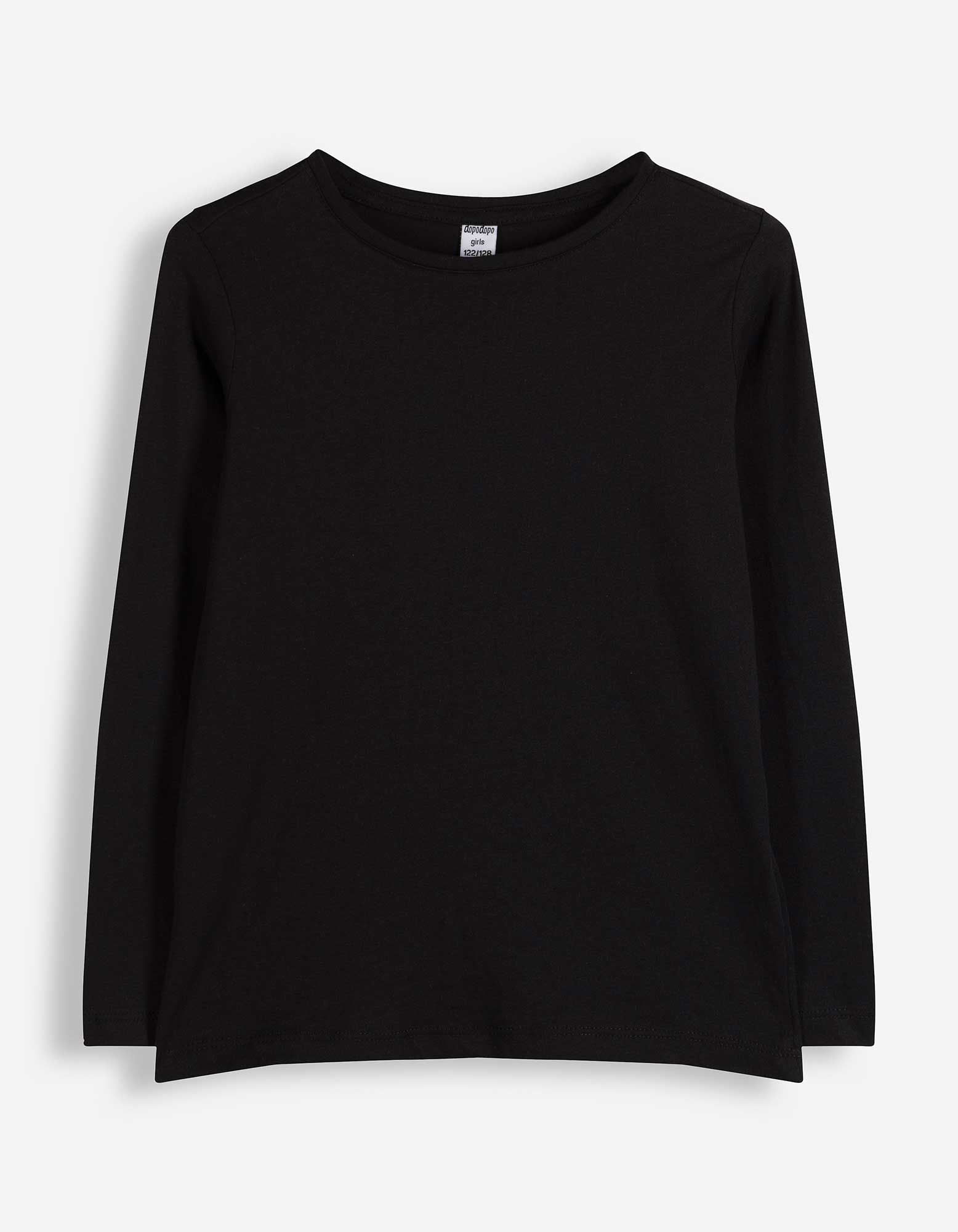 Langarmshirt - einfarbig - Schwarz