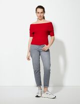 Pleten&aacute; ko&scaron;eľa - V&yacute;strih Carmen - tmavocervena