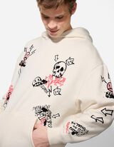 Sweatshirt - Allover-Print - wei&szlig;