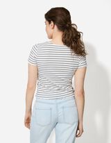 T-shirt - cienki prążek - bialy