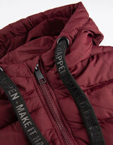 Ilga liemenė - Gobtuvas su įvertu raišteliu - tamsiai raudonas