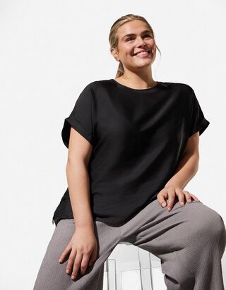 Shirt - Seitenschlitz - schwarz