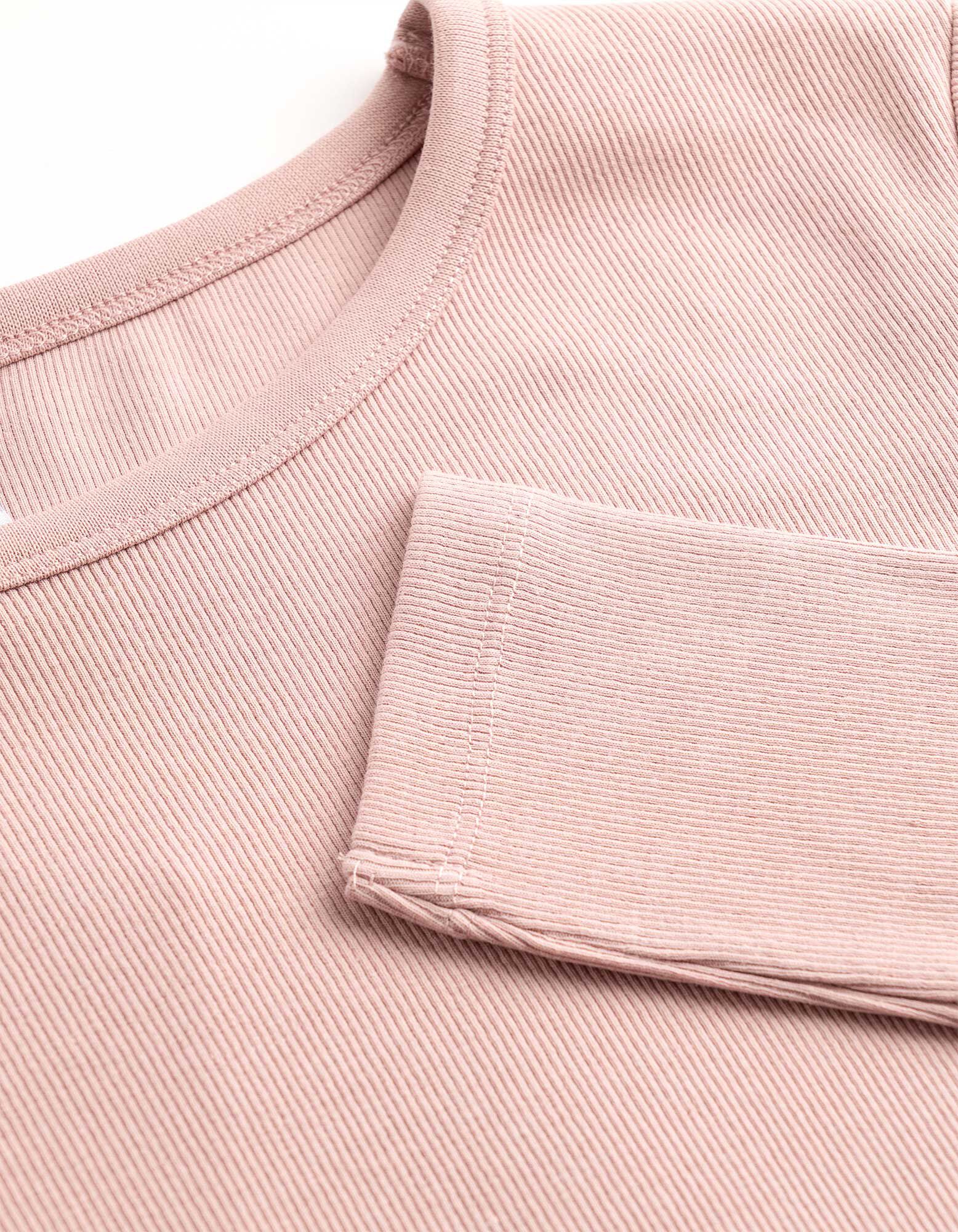 Langarmshirt - Feinripp - Rosa