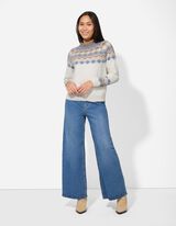 Pleten&yacute; sveter - K&aacute;rovan&yacute; vzor - biely