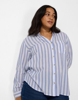 Hemdbluse - Streifen - dunkelblau