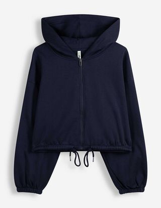 Sweatjacke - Tunnelzug am Saum - Dunkelblau