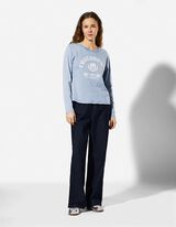 Langarmshirt - Frontprint - hellblau