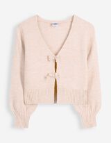 Strickpullover - Schleifenapplikation - Rosa