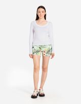 Langarmshirt - Baumwoll-Mix - wei&szlig;