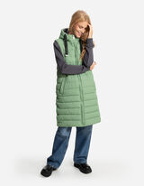 Dolg telovnik - Kapuca z zatezno vrvico - temno zelena