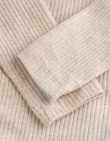 Langarmbody - Rippstrick - beige
