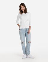 Maglia a manica lunga - A costine - bianco