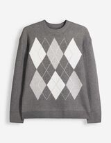 Pullover - Geometrisches Muster - Grau