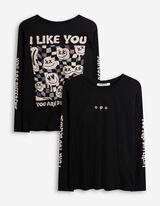 Longsleeve - Print op rug - donkergrijs