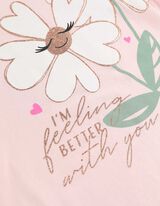 T-shirt - błyszczący nadruk - rozowy