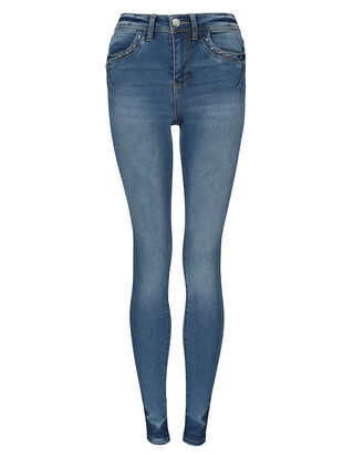 Damen Skinny Fit Jeans mit Verzierung