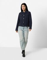Veste - Aspect laine - bleu fonc&eacute;
