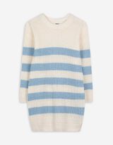 Dlouhý pulovr - Proužky - bílá