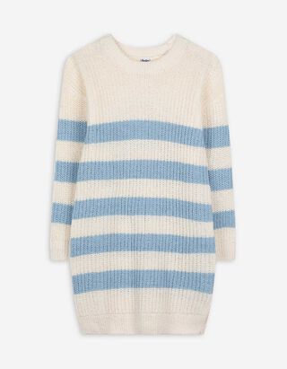 Dlouhý pulovr - Proužky - bílá