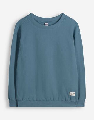 Sweatshirt - Waffelstruktur - blau