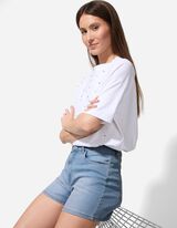 Pantaloncini di jeans - Vita alta - celeste