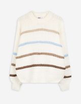 Pullover - Streifen - weiß