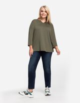 Majica dugih rukava - Serafino izrez - tamno-zelena