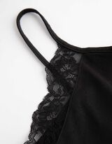 top - obszycie z koronki - czarny