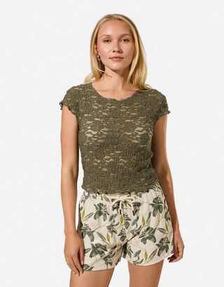 T-Shirt - Muschelsaum - Khaki