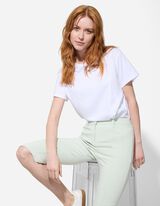 Kalhoty capri - Směs s viskózou - sv. zelena