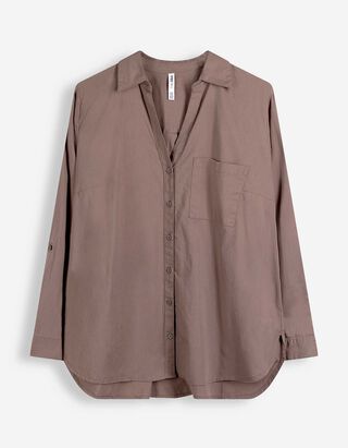 Bluza - Džep na prsima - smedja
