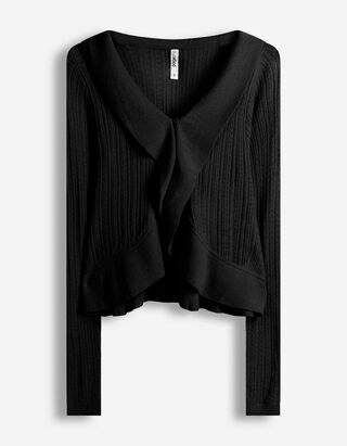 Cardigan - Pointelle - schwarz