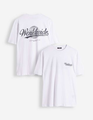 T-shirt - Afdrukken achteraan - wit