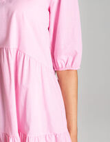 Rochie - Decolteu formă de V - Roz